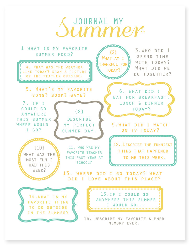 Journal My Summer Free Printable from Simple as That | Making the Most Blog