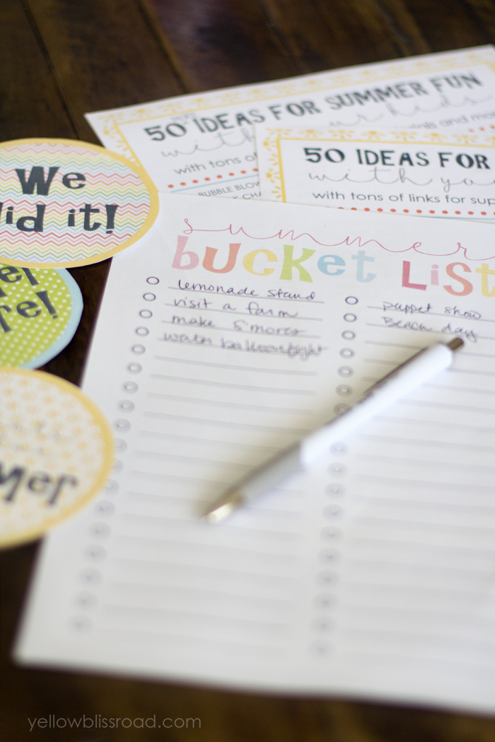 Free Summer Bucket List Printable from Yellow Bliss Road | Making the Most Blog