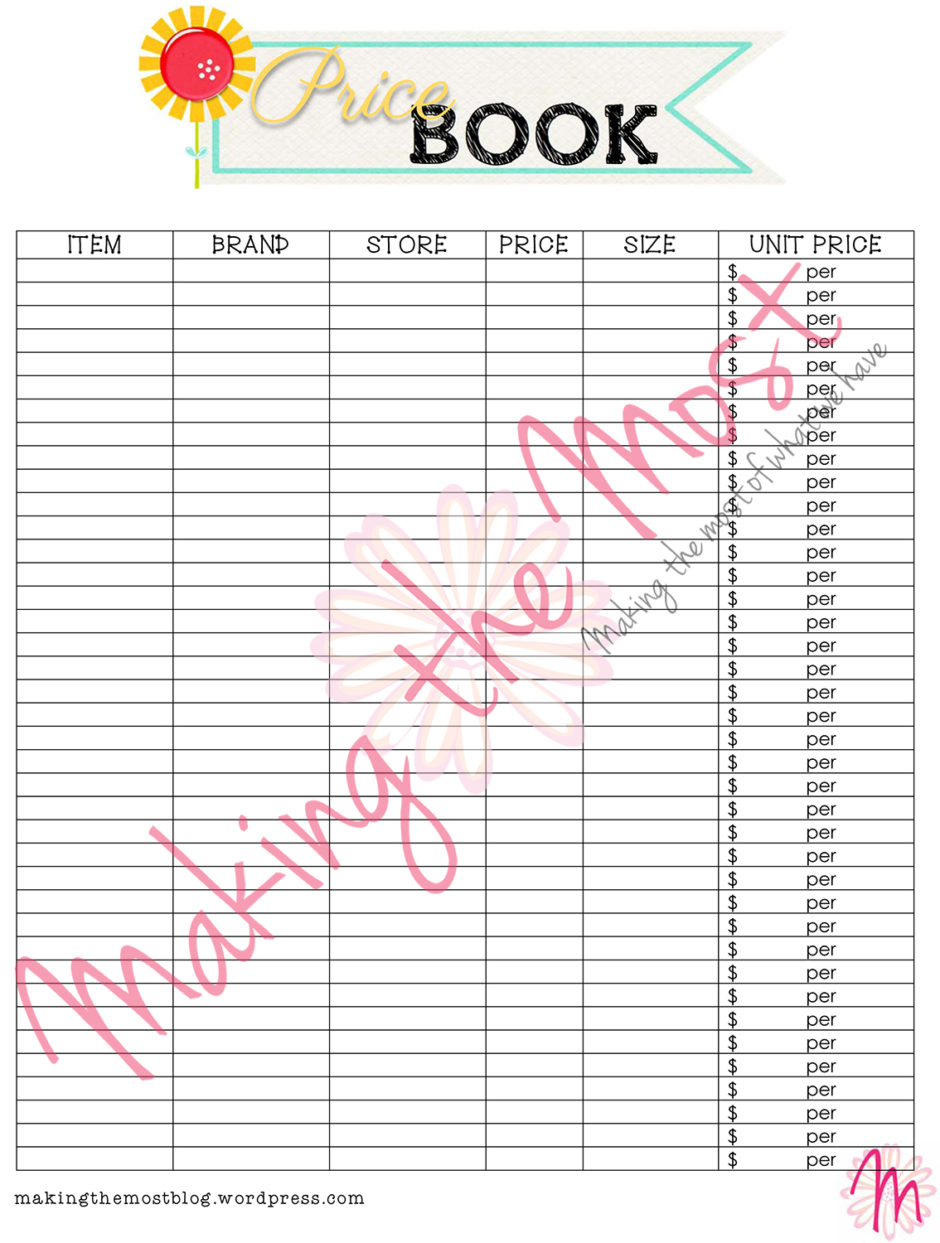 Home Management Binder: Price Book | Making The Most Blog